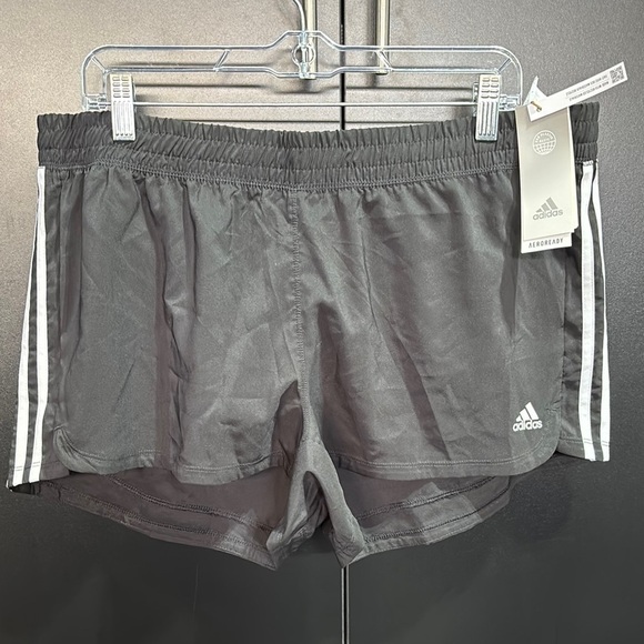 Adidas Pacer Athletic Shorts,elastic waist,drawcord,water absorbent,feel dry - Picture 1 of 10